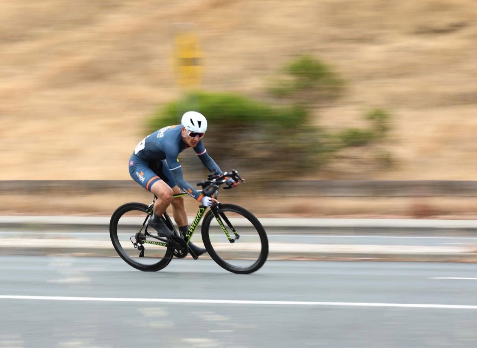 Ganbileg Bor racing on a road bike